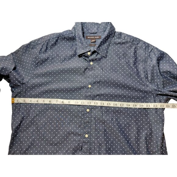 Michael Kors Mens Slim Fit Polka Dot Long Sleeve Button-Up Shirt XXL Blue - Picture 7 of 9